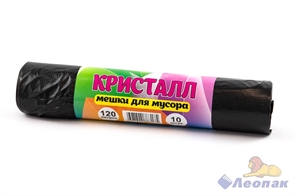 Мешок мусорный 120л/40 (10шт/30рул) черный ПВД  КРИСТАЛЛ 06501000025 3046/46