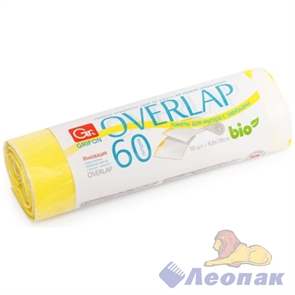 Мешок мусорный 60л-11мкм ПВД (10шт/1рул/44рул) GRIFON Bio Overlap 101-098 3035/015